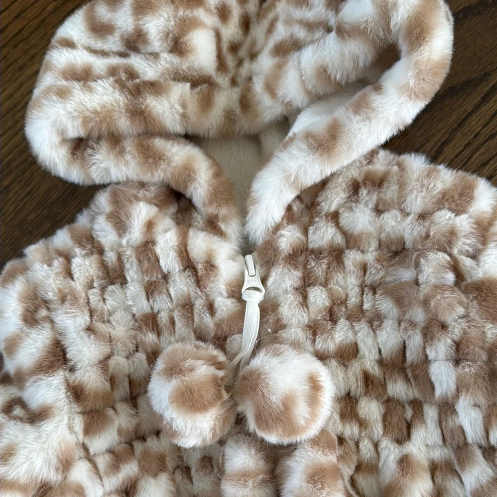 Cozy Tan and Cream Faux Fur Baby Coat